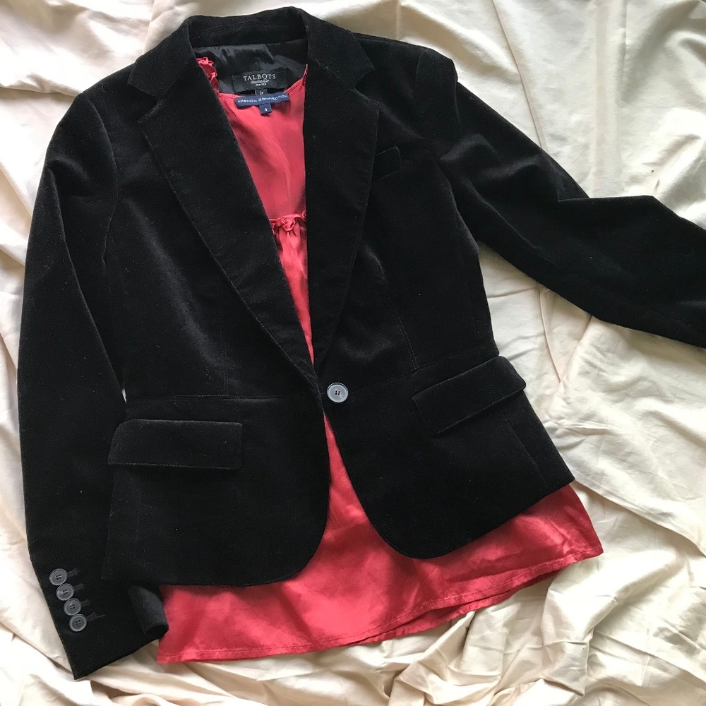 New (NWOT), Talbot’s Black Velvet lined Blazer 2P